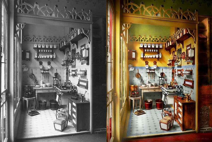Kitchen - The gadget gourmet 1912 - Side by Side Photograph by Mike Savad Kitchen - The gadget gourmet 1912 - Side by Side Photograph by Mike Savad