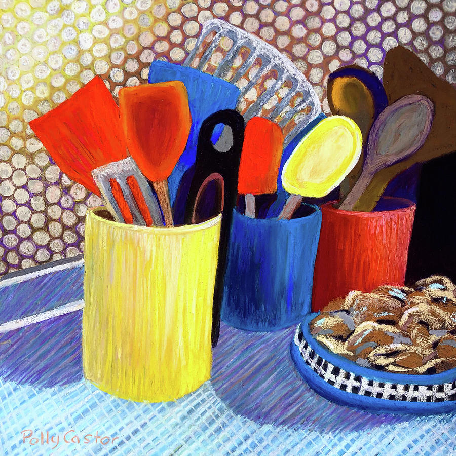 Kitchen Utensils Painting by Polly Castor