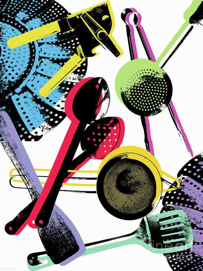 Kitchen utensils - Pop Art Warhol style Digital Art by Jean luc Comperat