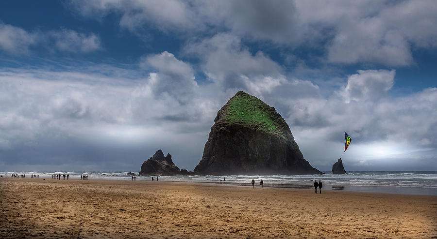 Kite Flying on Cannon Beach Photograph by David Patterson