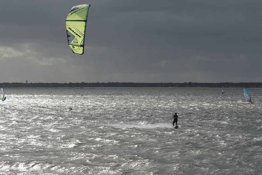 Kite Surf Photograph - Kite Surf In A Stormy Light  by Eric BRENAC