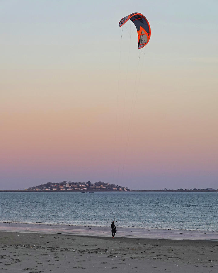 Kite Surfer on Revere Beach at Sunset Photograph by Toby McGuire