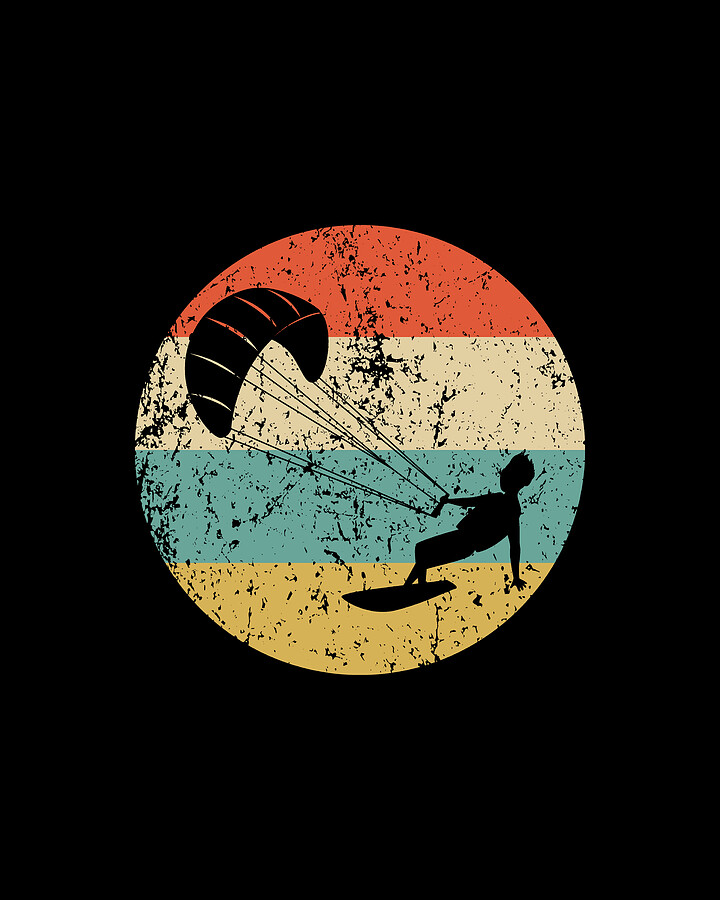 Kite Surfing Vintage Retro Kite Surfer Circle Icon Digital Art by Kevin
