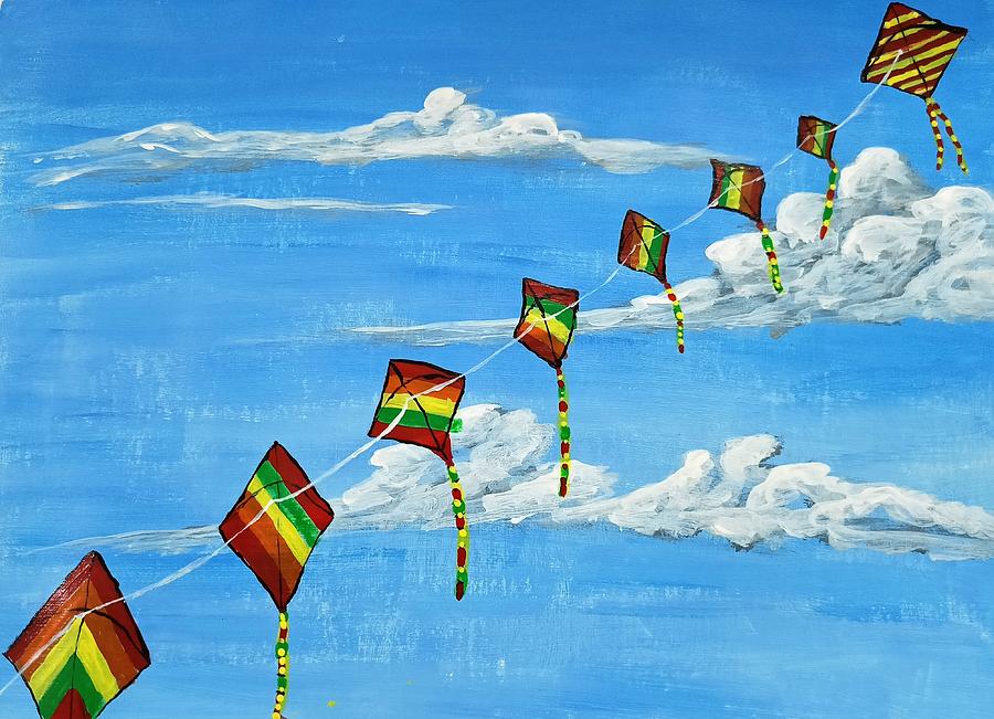 Kites Festival Painting by Natasha Agrawal Fine Art America