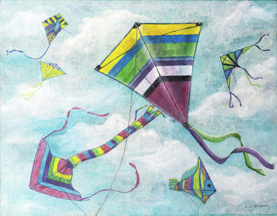 Kites Galore Mixed Media by Sandy Clift