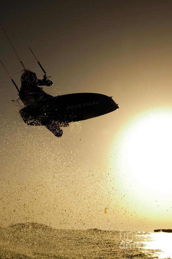 Kitesurfing at sunset t5 Drawing by Hagai Nativ
