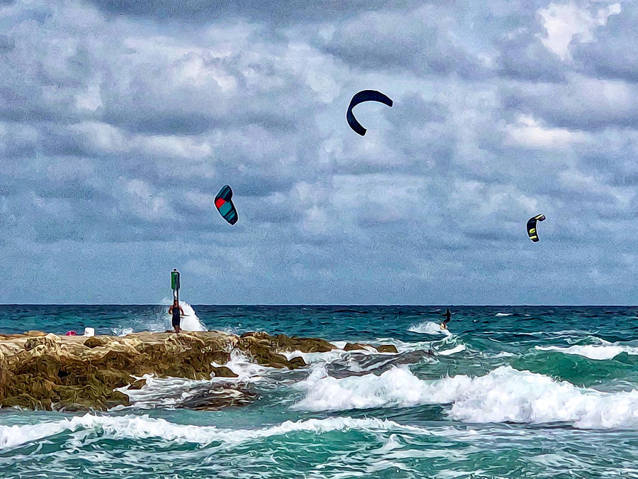 Kitesurfing Boca Raton Inlet Photograph by Jacqueline Bergeron | Fine Art America