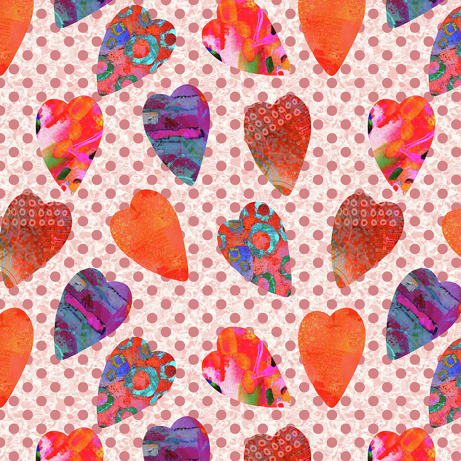 Kitschy Hearts Mixed Media by Nancy Merkle