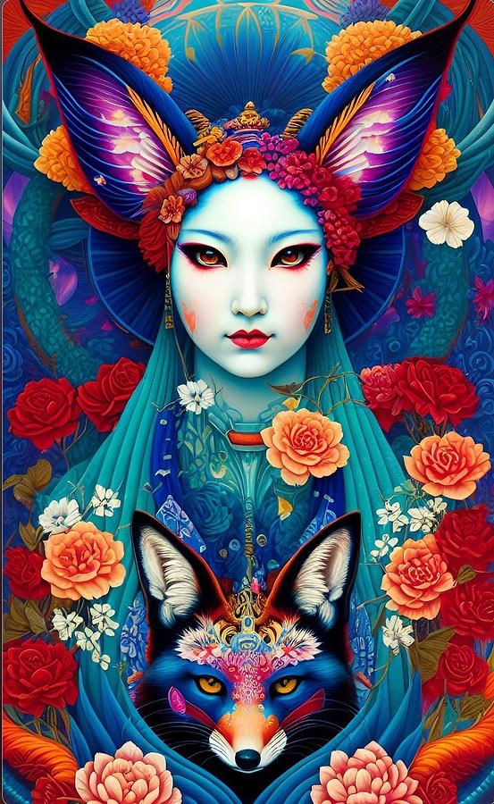 Kitsune 2 without borders Digital Art by Denise F Fulmer
