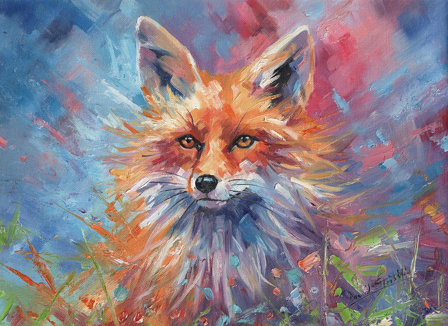 Fox Painting - Kitsune Fox by David Stribbling