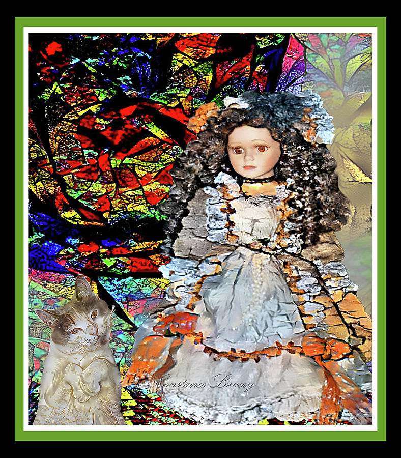 Kitten And Doll Abstract Mixed Media