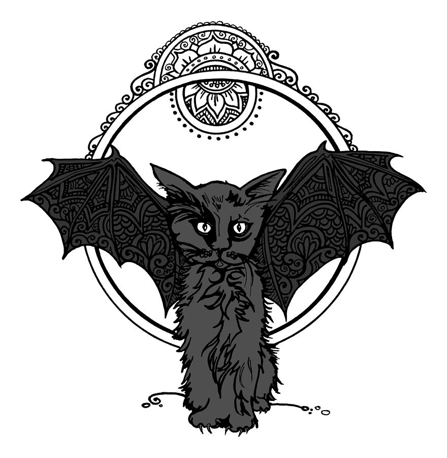 Kitten Bat Cat - digital colour Digital Art by Katherine Nutt - Pixels