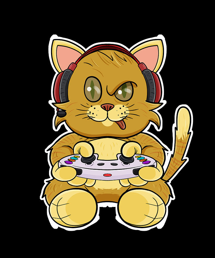 Kitten Cat With Gaming Controller I Funny Gaming I Gamer Digital Art by ...