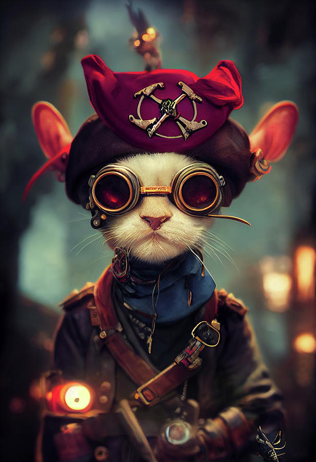 Kitten Dressed as a Pirate, Cat Lovers Artpirate, pirate cat, cat ...