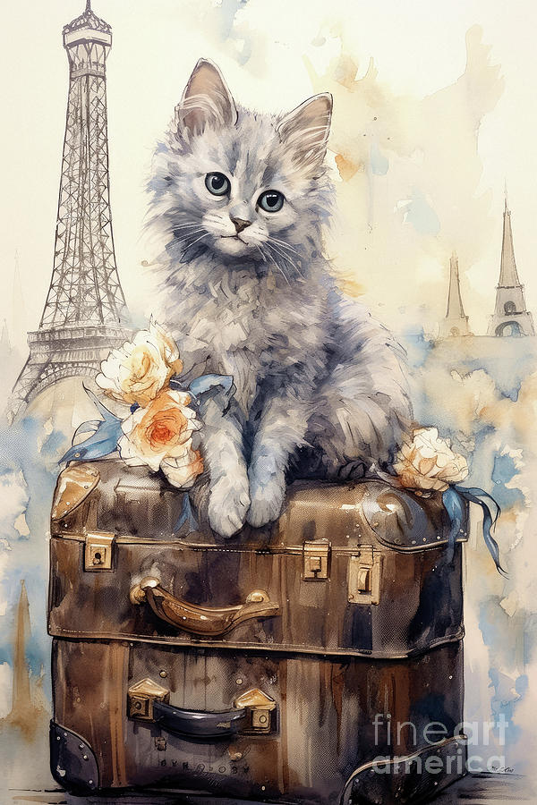 Kitten In Paris Painting by Tina LeCour