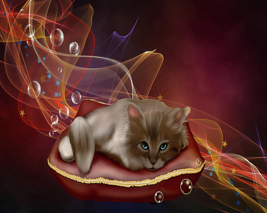 Fantasy Digital Art - Kitten Magic by Julie Grace