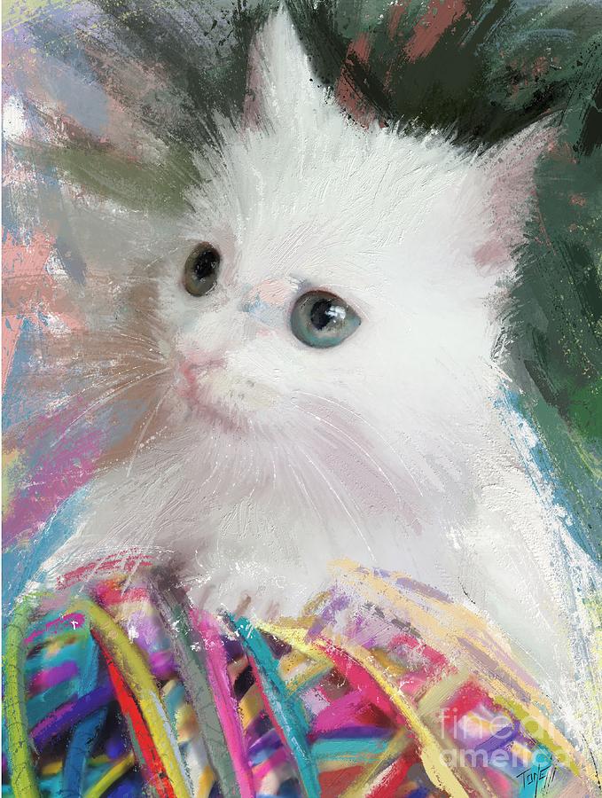 My white kitten  Mixed Media by Mark Tonelli