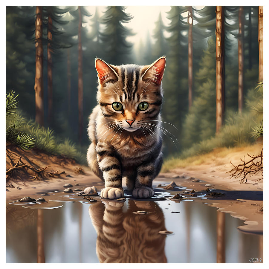 Kitten Reflections Digital Art by Greg Joens
