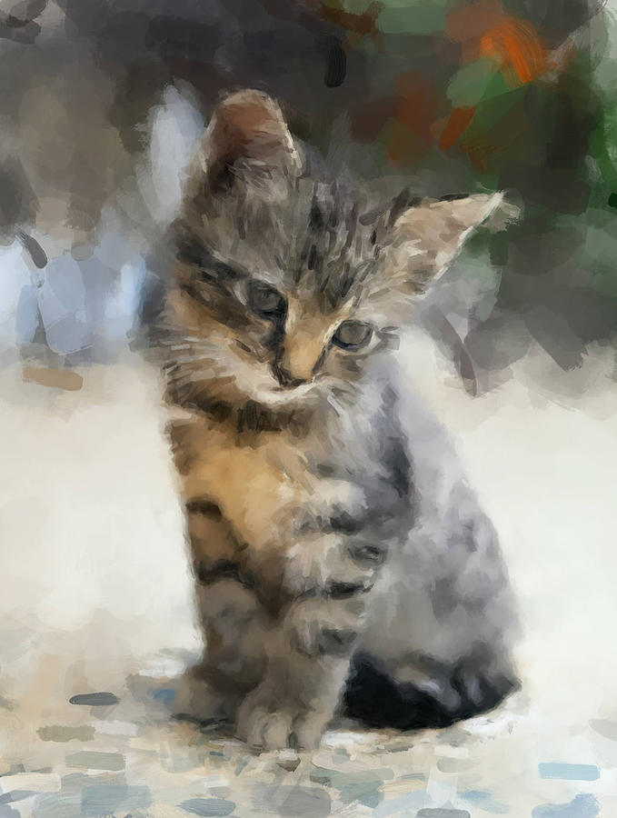 Kitten Watching Painting by Gary Arnold
