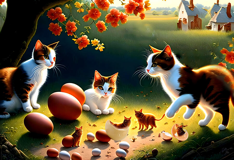 Newly Hatched Kittens Digital Art