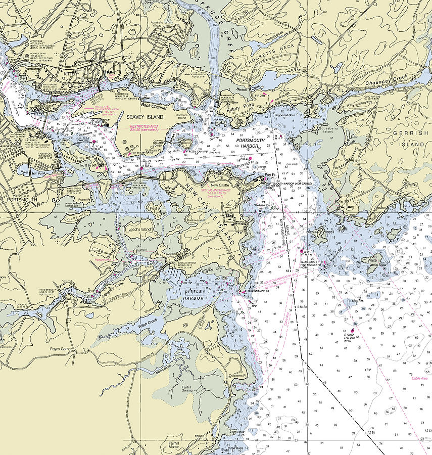 Kittery Maine Nautical Chart Digital Art by Sea Koast - Fine Art America