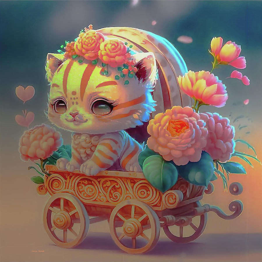 Kittie Floral  Conestoga Wagon Digital Art by Dennis Baswell