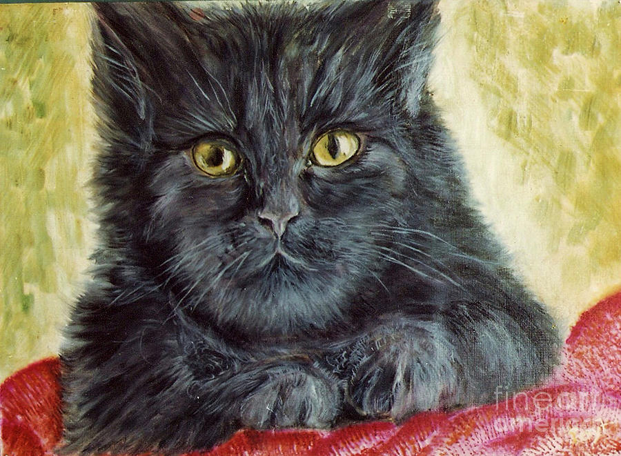 Cat Painting - Kitty at Halloween by Remy Francis