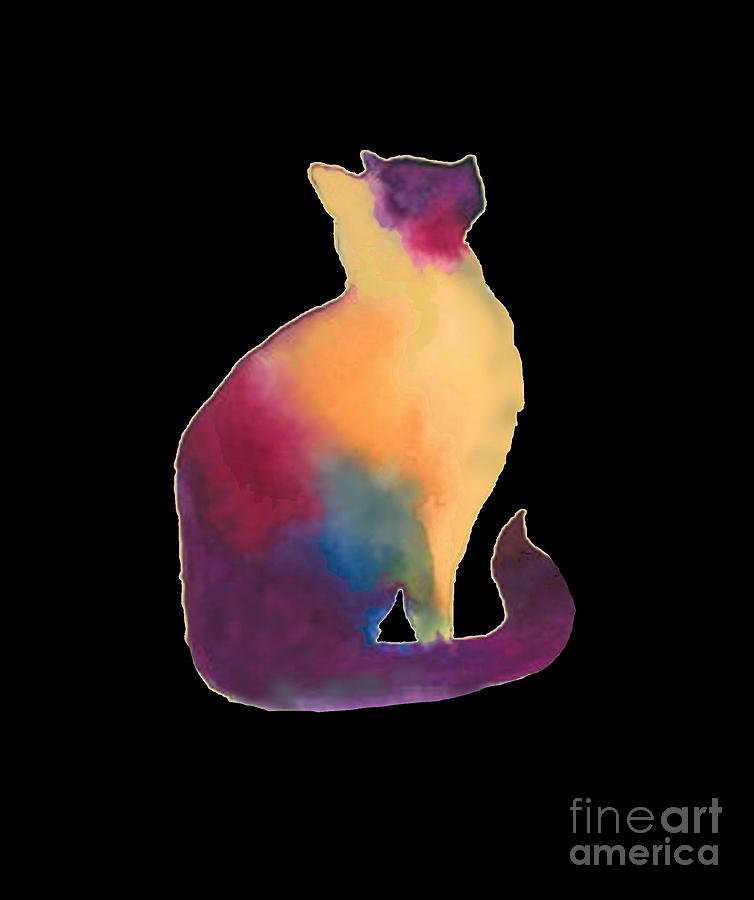 Kitty-Cat on black Painting by Vesna Antic