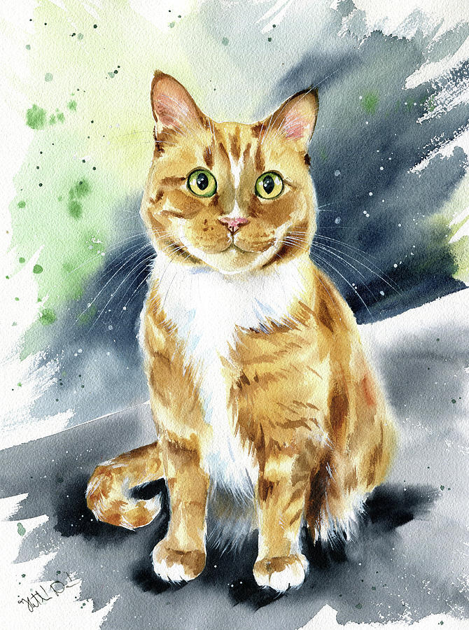 Kitty Ginger Tabby Painting Painting by Dora Hathazi Mendes