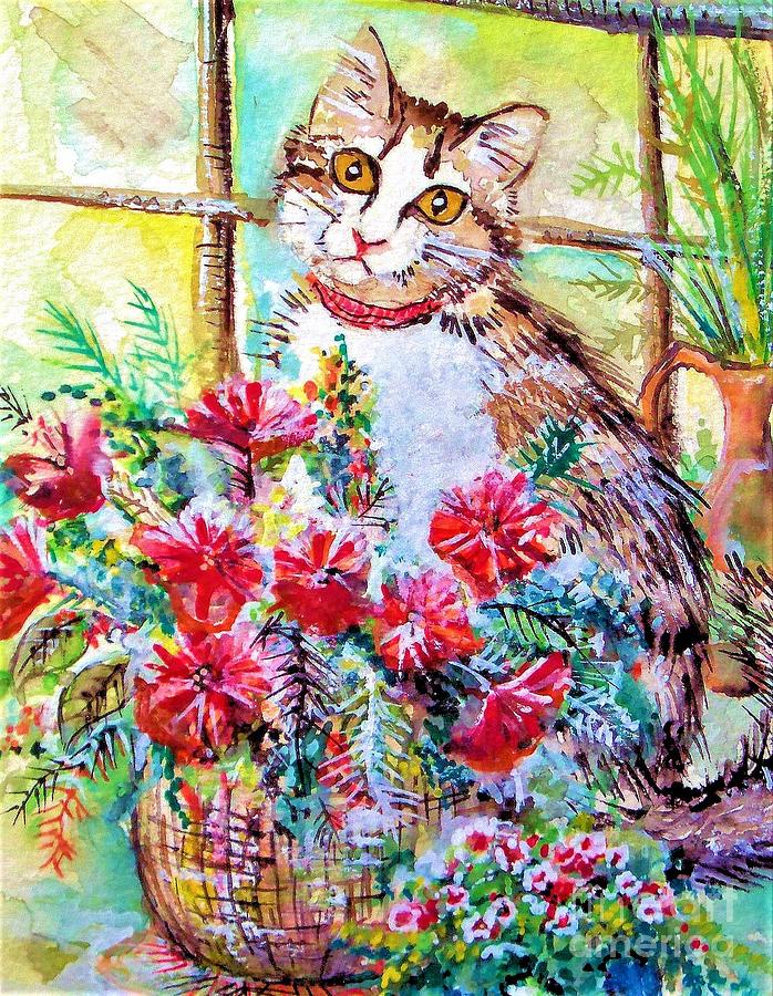 Kitty in the Window Painting by Linda Shackelford