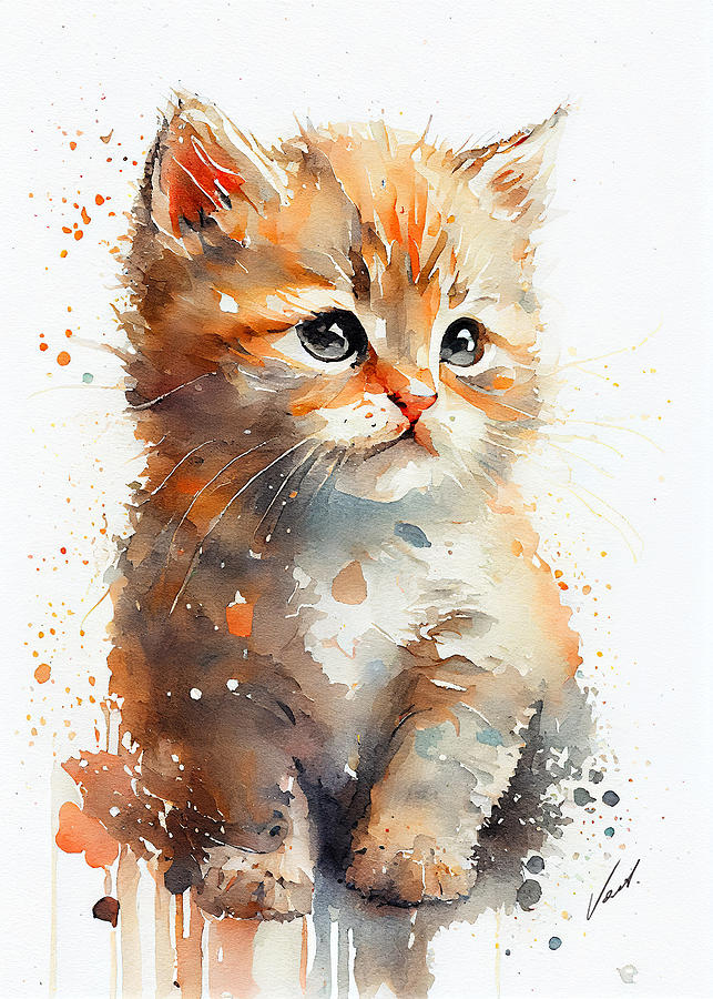 KITTY watercolor I Painting by Vart