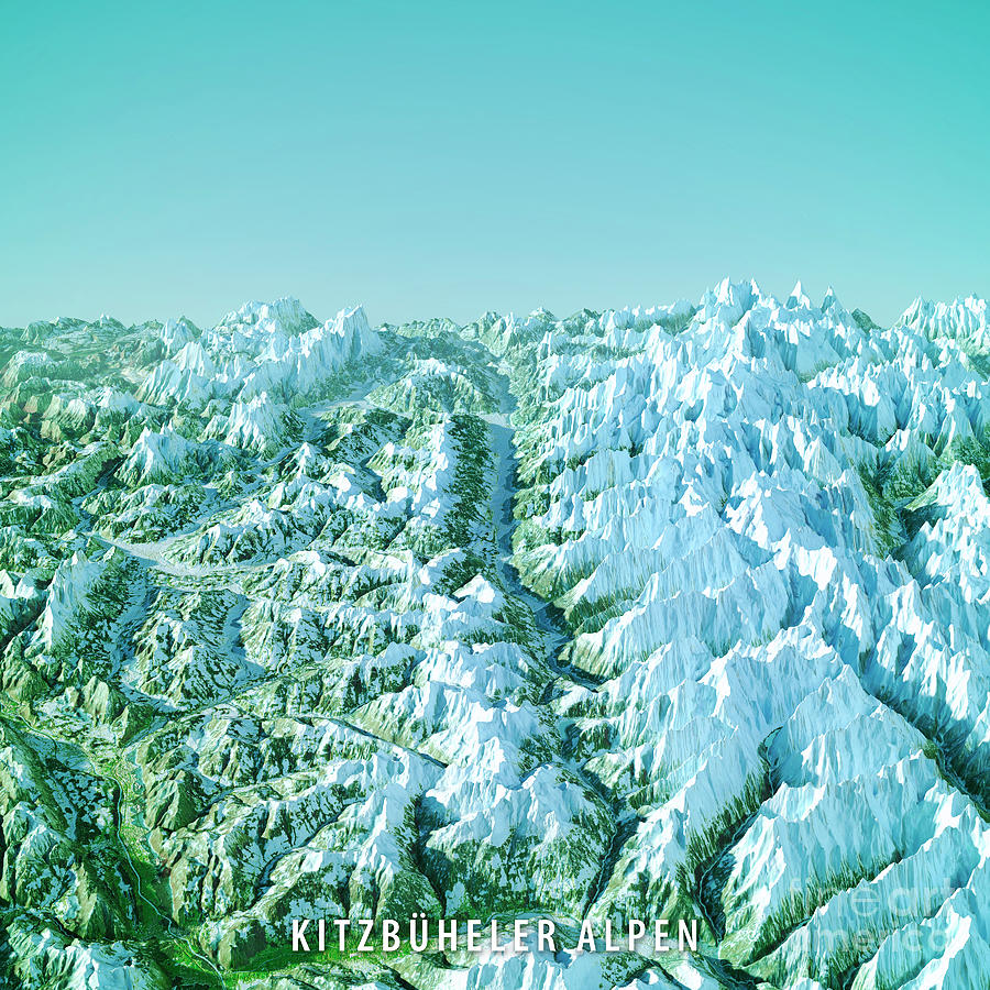 Kitzbuehel Alps Topographic Map 3d Landscape View From East Colo Digital Art By Frank Ramspott 5861
