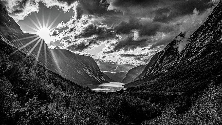 Kjosnesfjorden, Norway - monochrome version Photograph by Andreas Levi
