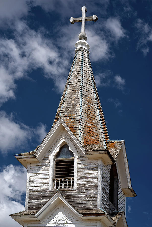 Klara Swedish Lutheran Church Steeple - Abandoned North Dakota prairie church Photograph by Peter Herman
