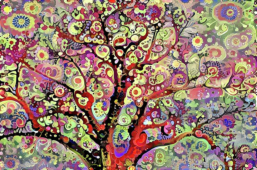 Klimdt Style abstract tree Digital Art by Cathy Anderson