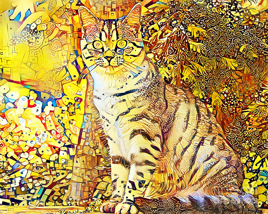 Klimt The Art Nouveau Cat in Contemporary Vibrant Colors 20201003 v1 Photograph by Wingsdomain Art and Photography