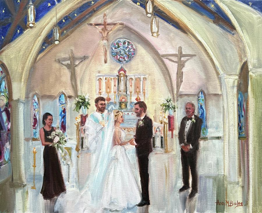 Kloss Thombley Wedding Ceremony Painting by Ann Bailey