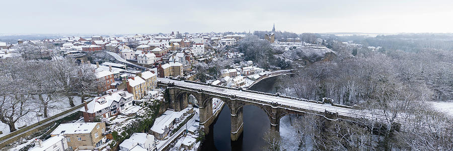 Knaresborough viaduct aerial covered in snow Photograph by Sonny Ryse