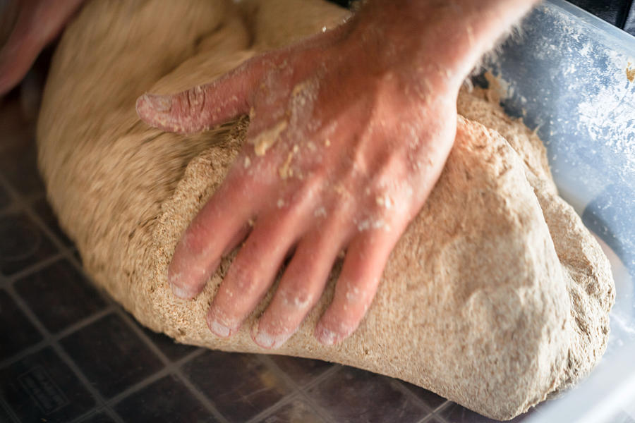 Kneading organic dough Photograph by Jacobo Zanella