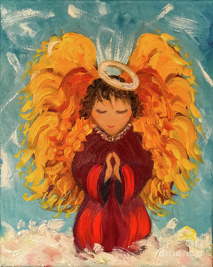 Kneeling Angel Painting by Sherrell Rodgers