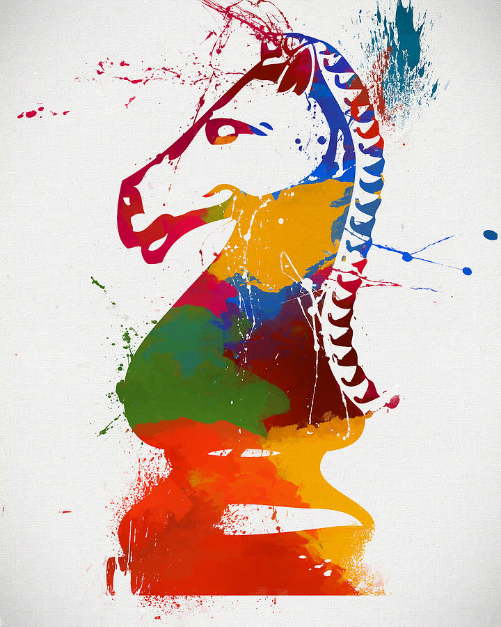 Knight Colorful Chess Piece Painting Painting by Dan Sproul