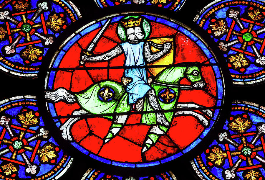 Knight Photograph - Knight Stained Glass Notre Dame Paris France by William Perry