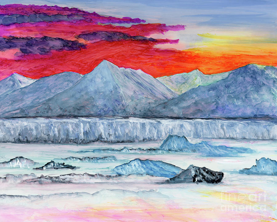 Knik Glacier Sunrise Painting by Julie Greene-Graham