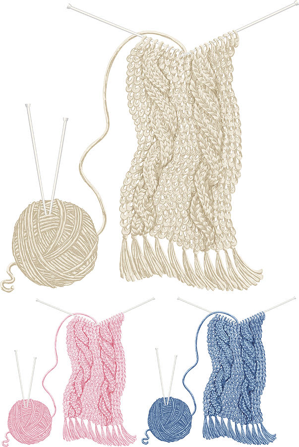 Knitted Scarves Drawing by Andrea_Hill