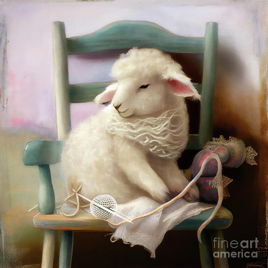 Knitting Lamb Painting