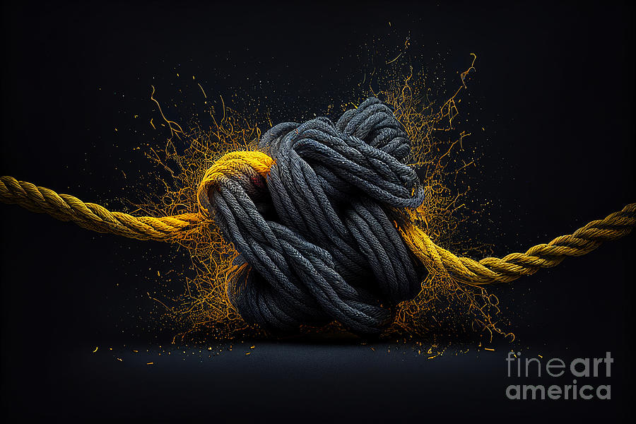 Knot in yellow Mixed Media by Binka Kirova