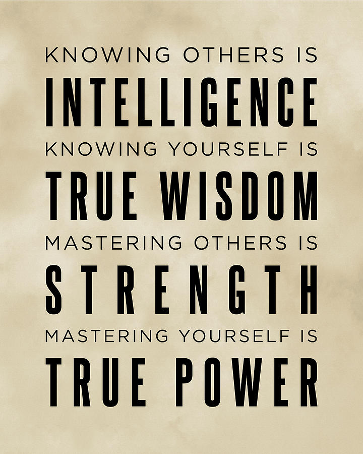 Knowing Yourself Is True Wisdom - Lao Tzu Quote - Literature - Typography Print 3 - Vintage Digital Art