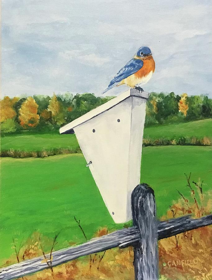 Knox Farm Bluebird Painting by Ellen Canfield