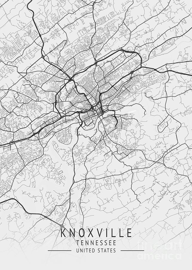 Knoxville Tennessee Us Gray City Map Digital Art By Tien Stencil Fine Art America 8802