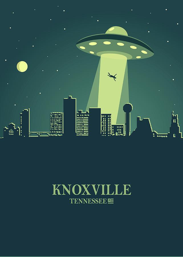 Knoxville City Skyline Ufo Night Digital Art
